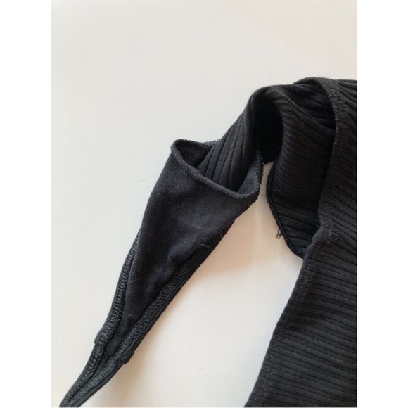 Aritzia WILFRED Annecy Black Ribbed Square Neck Thong Bodysuit, Size M - Picture 7 of 15